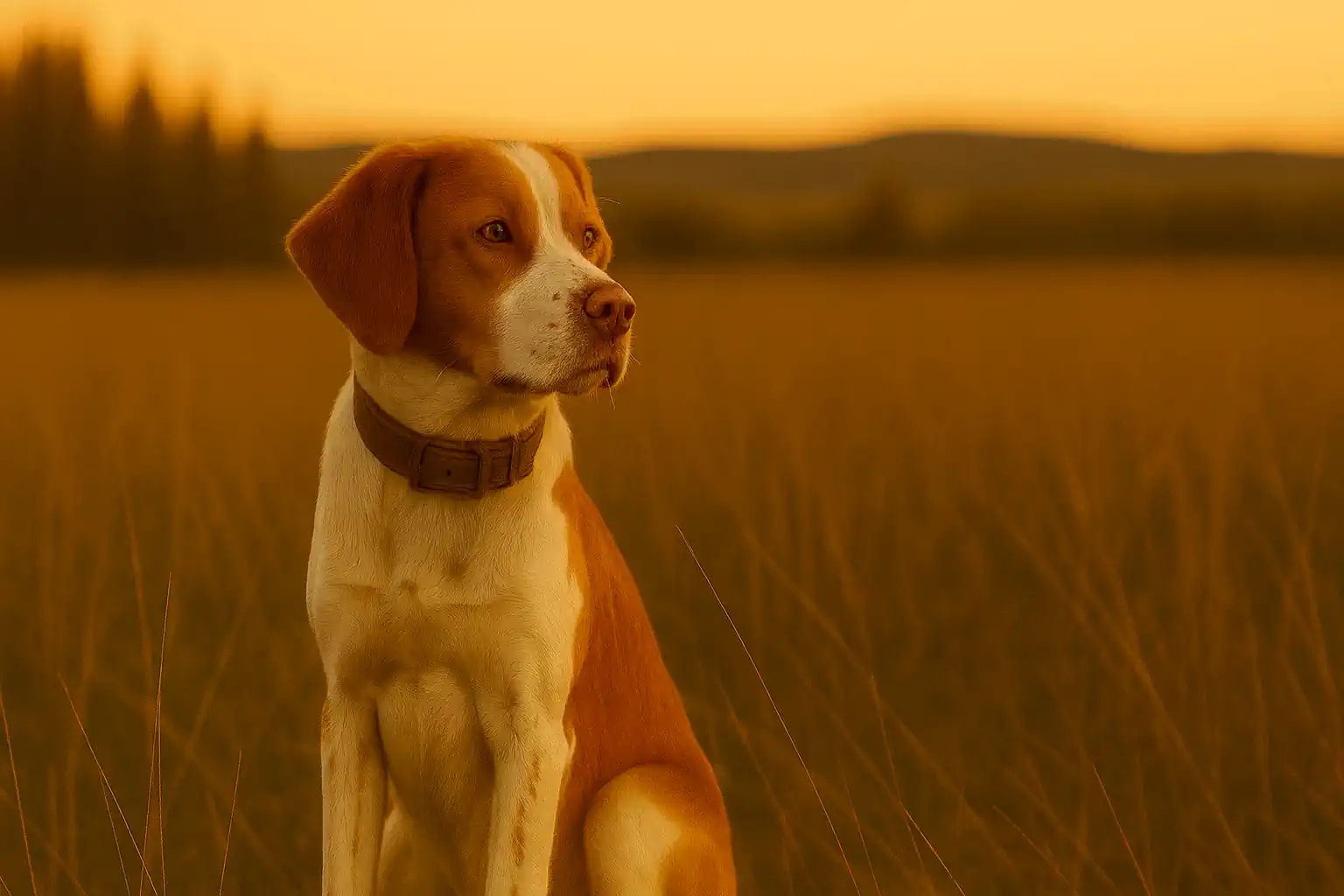 Brittany frozen mid scent during bird work