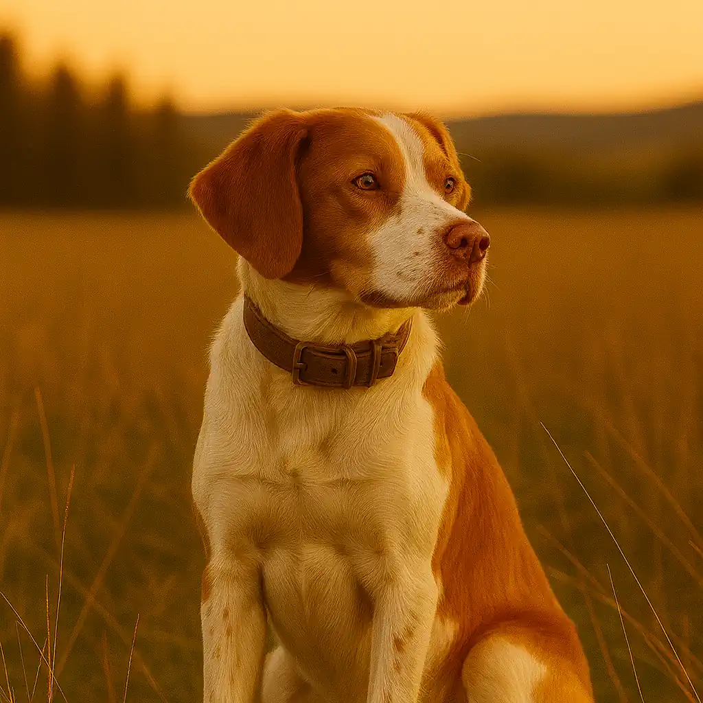 Brittany frozen mid scent during bird work